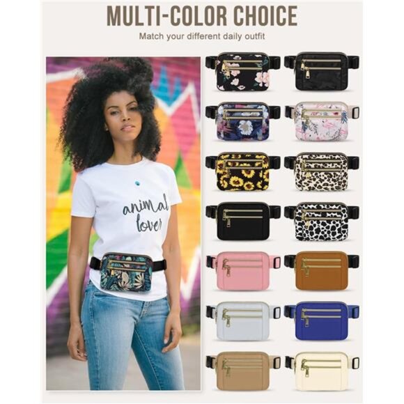 Fanny Packs for Women Fashion Waist Packs Bag with Adjustable Strap and 4 Zipper - Picture 6 of 7